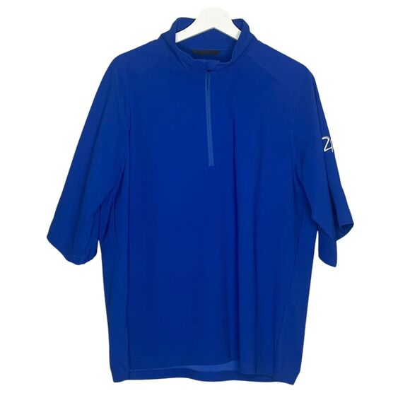 Zero Restriction Tour Series 1/4 Zip Shirt Mens Medium Blue Stretch Short Sleeve - Picture 1 of 5